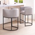 thumbnail image 7 of FANCROU 26" H Counter Height Bar Stools Set of 1, Fabric Barrel Stools with Back and Arms, Lightgrey-Black Leg, 7 of 7
