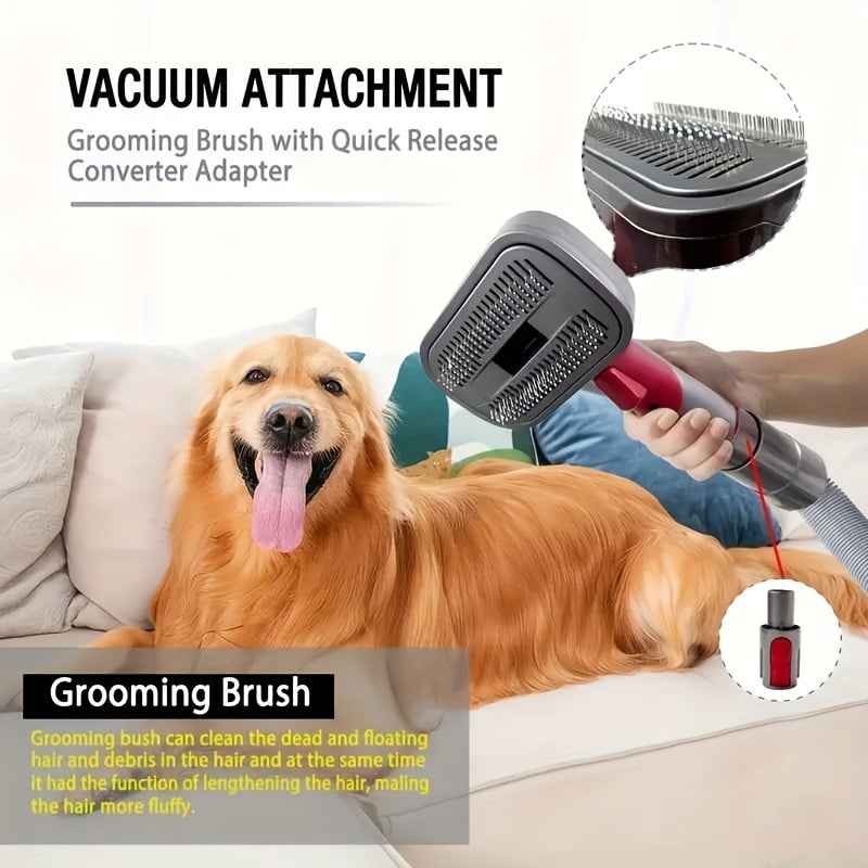 Ionia Dyson Vacuum Groom Tool Kit Pet Dog Brush Hair Attachment For V7 8 10 12 15 Perfect For Long Medium Haired Dogs Vacuum Assisted Grooming