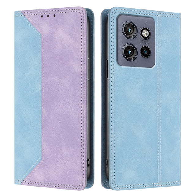 Phone Case for Motorola Edge 50 Neo FOXDOCK Premium Leather,Creative Dual-Color Cover with Card Slot,Shockproof