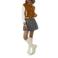 thumbnail image 2 of Kmbangi Women Long Sleeve Contrast Color Button Down Cropped Baseball Jackets, 2 of 9