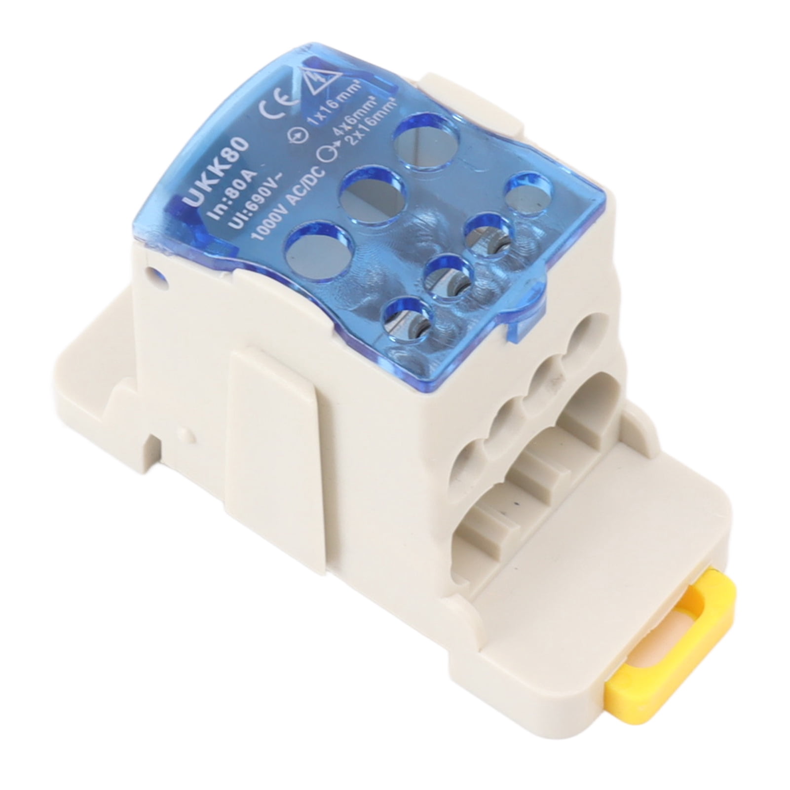 Junction Box, Distribution Box AC DC 1000V 80A Flame Retardant PC Shell Copper Conductor  For Electrical Cabinets
