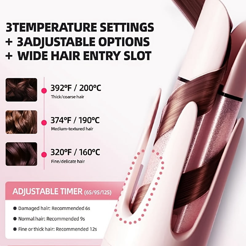 plug-in curling iron, automatic curling iron, birthday gift for women, rotating curling iron, care gift, suitable for mother, purple