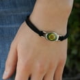 thumbnail image 3 of Four Leaf Clover Lucky Novelty Suede Leather Metal Bracelet, 3 of 3