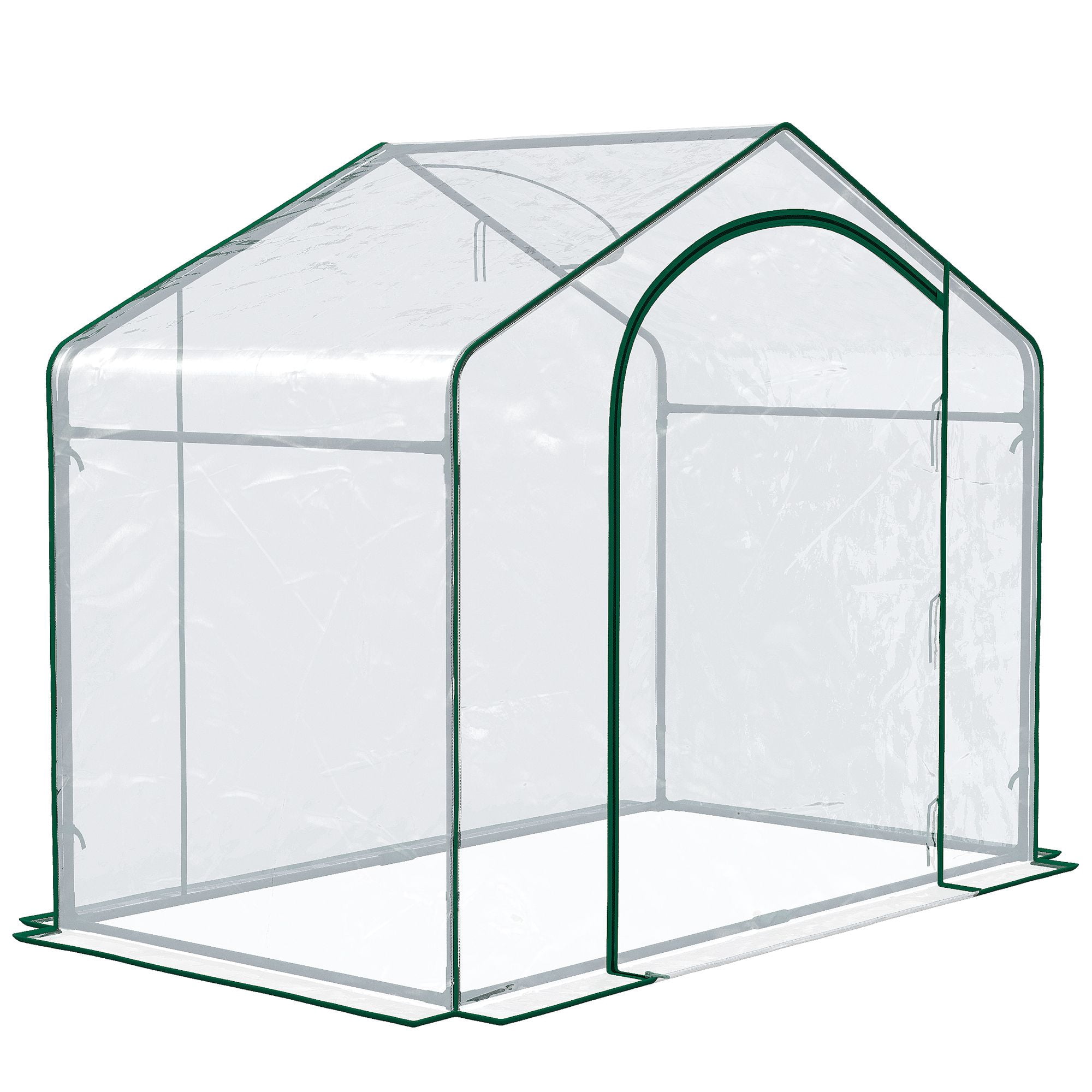 Portable Walk-in Greenhouse 6 x 3 x 6 with PVC Cover Steel Frame Garden Hot House Zipper Door Top Vent