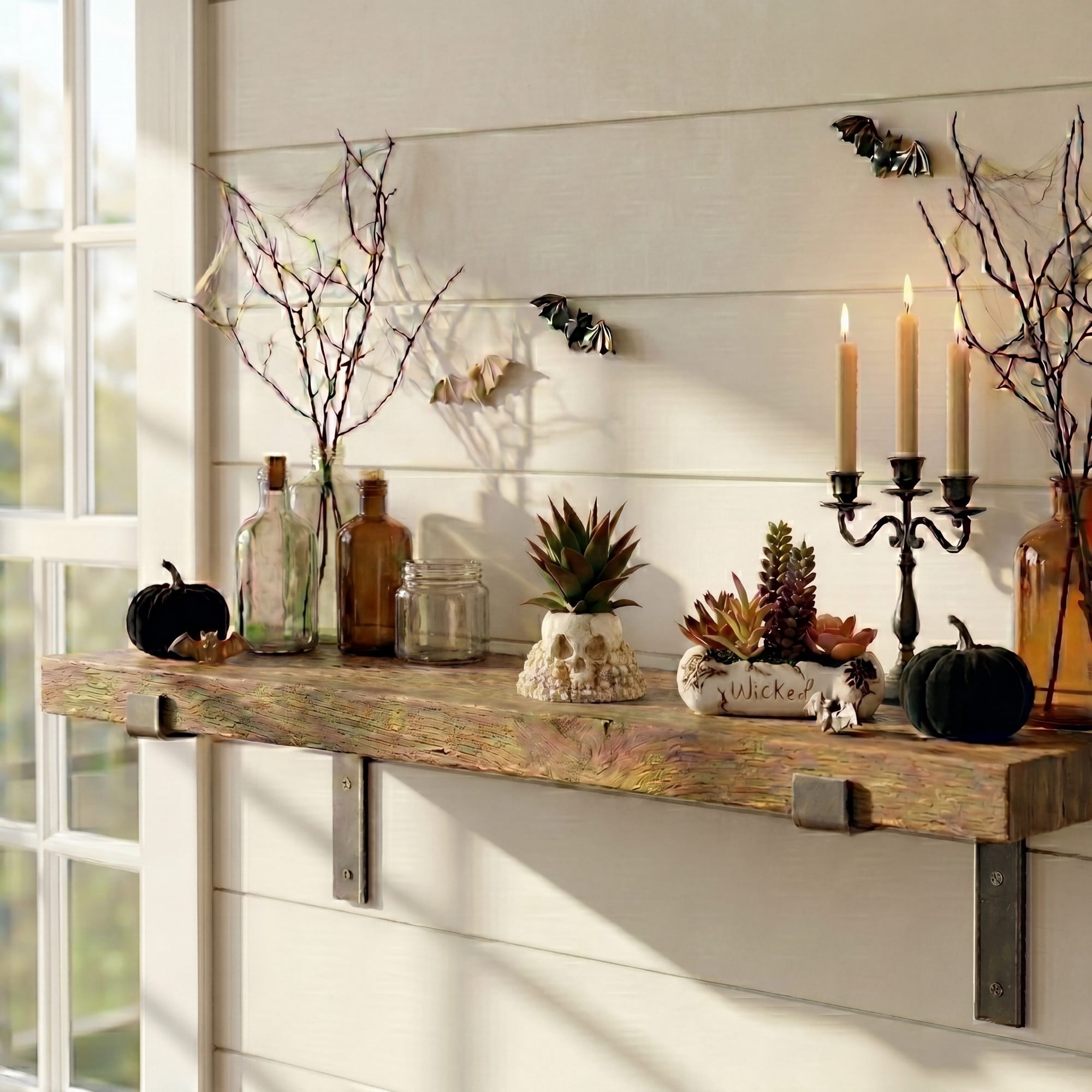 5in. Artificial Halloween Succulent Garden in Haunted Planter - Set of 2