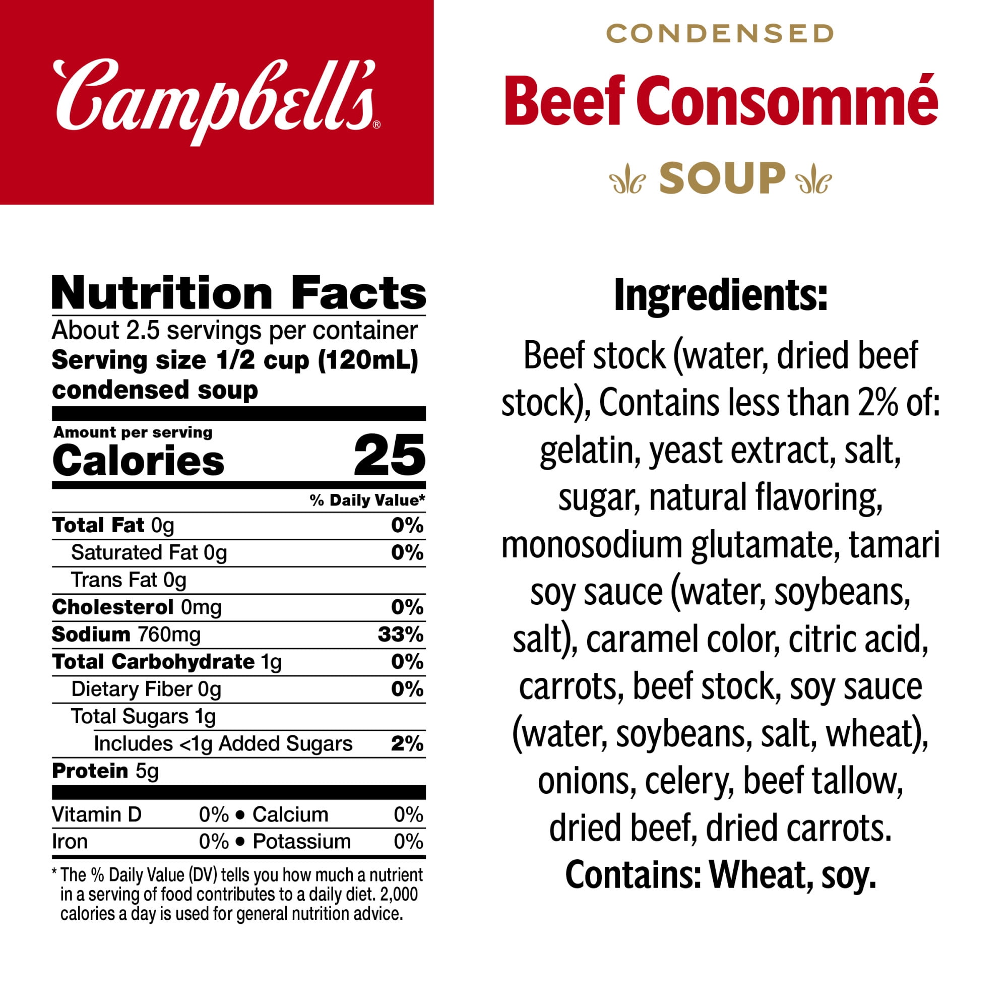 Campbell's Condensed Beef Consomme Soup, 10.5 oz Can