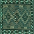 thumbnail image 1 of Ahgly Company Machine Washable Indoor Square Southwestern Turquoise Blue Country Area Rugs, 5' Square, 1 of 4