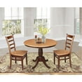 thumbnail image 3 of 36" Round Pedestal Dining Table with 2 Emily Chairs - 3 Piece Set Pecan, 3 of 7