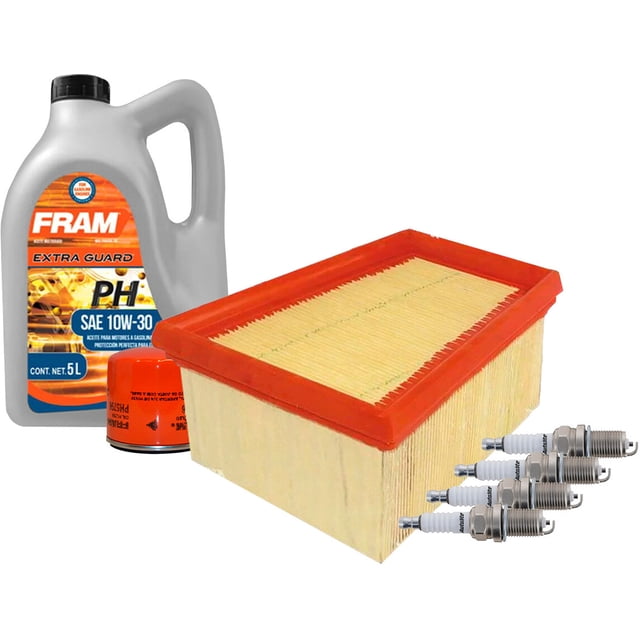 Kit De Afinación Con Aceite 10W30 Mineral, Bujías Platino, Filtro De Aire Y Filtro De Aceite 7 Piezas Compatible con Renault Logan L4 1.6L DE 2015 A 2020
