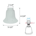 thumbnail image 2 of Aspen Creative 23008-4, Transitional Style Replacement Bell Shaped Faux Alabaster Glass Shade, 2 1/4" Fitter Size, 4 3/4" high x 5 1/2" diameter, 4 Pack, 2 of 6