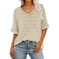 thumbnail image 2 of VerPetridure Women's V Neck T Shirts Casual Half Sleeve Tops Basic Summer Tees Dressy Casual Elbow Sleeve Blouse Trendy, 2 of 5