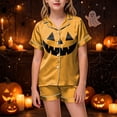 thumbnail image 2 of KPOPLK Girls Pajama Sets Cotton Sleepwear Button Down Short Sleeve with Ruffle Shorts PJS 2-12Y,Size 6-7 Years, 2 of 6