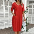 thumbnail image 6 of Women's Summer Dress with Pockets, V-Neck and Short Sleeves for Casual Comfortable Outfits, 6 of 8