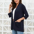 thumbnail image 5 of Gyexs Womens Lightweight Open Front Cardigan Casual Loose Knit 3/4 Sleeves Fall Outerwear Fashion Tops, Z01 Navy, Size L, 5 of 8
