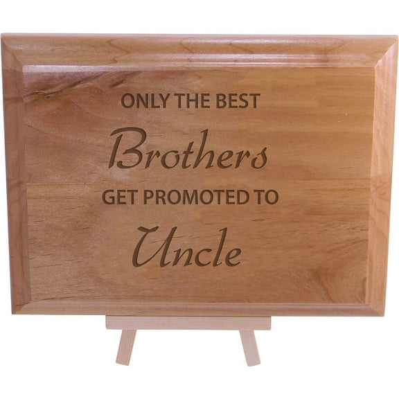 World's Best Uncle Natural Red Alder Wood Home Office Desk Plaque Sign and Wooden Easel with Stand