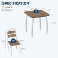 thumbnail image 3 of Qinaqin Compacto Elegance 3-Piece cm de Profundidadining Set para Two con Grueso Madera Grain Tabletop Upholstered Chairs & Robusto Metálico Frame Ideal Pequeño Spaces, 3 of 7