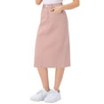 thumbnail image 5 of INSPIRE CHIC Women's Denim Skirts High Waist Zipped Split Back Midi Jean Skirts with Pockets Pink M, 5 of 7
