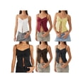 thumbnail image 4 of Yunliwuli Women Spaghetti Strap Camisoles Solid Color V-Neck Drawstring Slit Sleeveless Tank Tops Summer Vests Tops Streetwear, 4 of 8