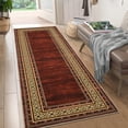 thumbnail image 2 of Soft Washable Area Rug Runner - Modern Non-Slip Low Pile Carpet, Mark Resistant & Easy Care - Perfect for Hallway, Bedroom, Kitchen, Entryway - Red, 2x6ft, 2 of 9