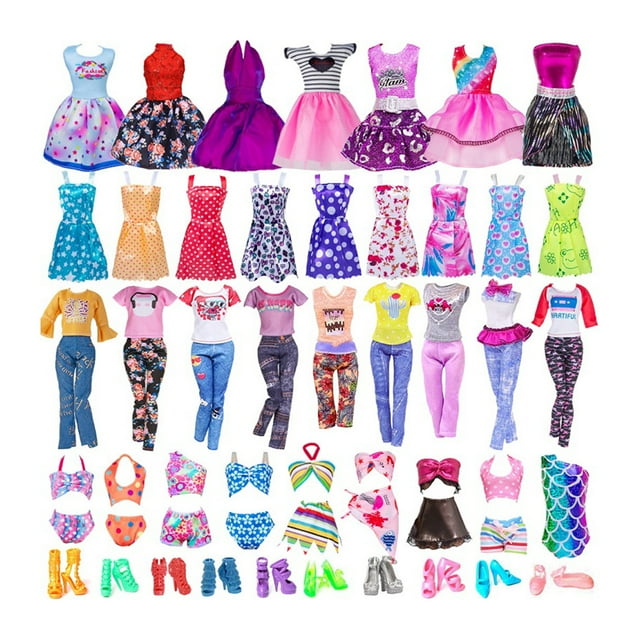 32 PCS Doll Clothes and Accessories Including 5 Party Dresses, 10 Mini
