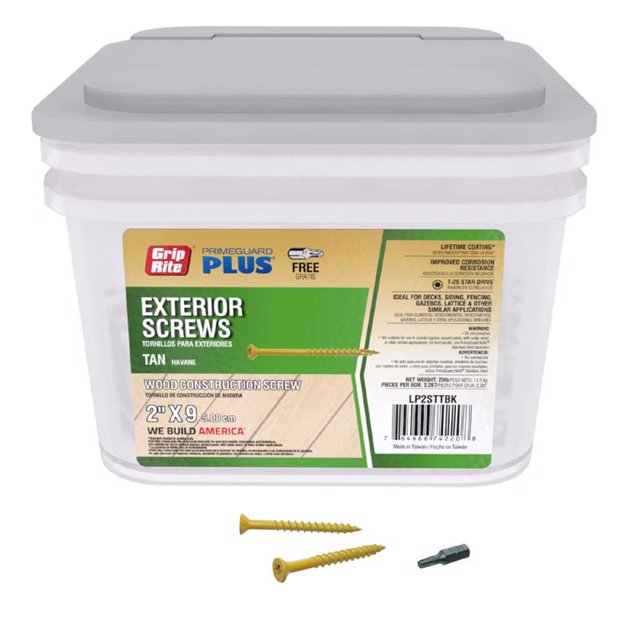 Tornillos de cubierta Grip-Rite PrimeGuard Plus No. 9, 2 pulgadas y 11 kg, acero