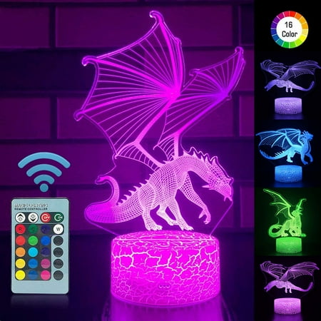 

Hododo Remote and Touch Control Dragon LED Table Desk Lamp 16 Color Dinosaur 3D LED Night Light For Kids Christmas Birthday Gift