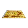 thumbnail image 2 of Ahgly Company Machine Washable Indoor Round Abstract Yellow Modern Area Rugs, 3' Round, 2 of 4