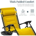 thumbnail image 4 of Oversized Padded Zero Gravity Chair, Folding Outdoor Patio Recliner, XL Anti Gravity Lounger for Backyard w/Headrest, Cup Holder, Side Tray, Polyester Mesh - Yellow, 4 of 14