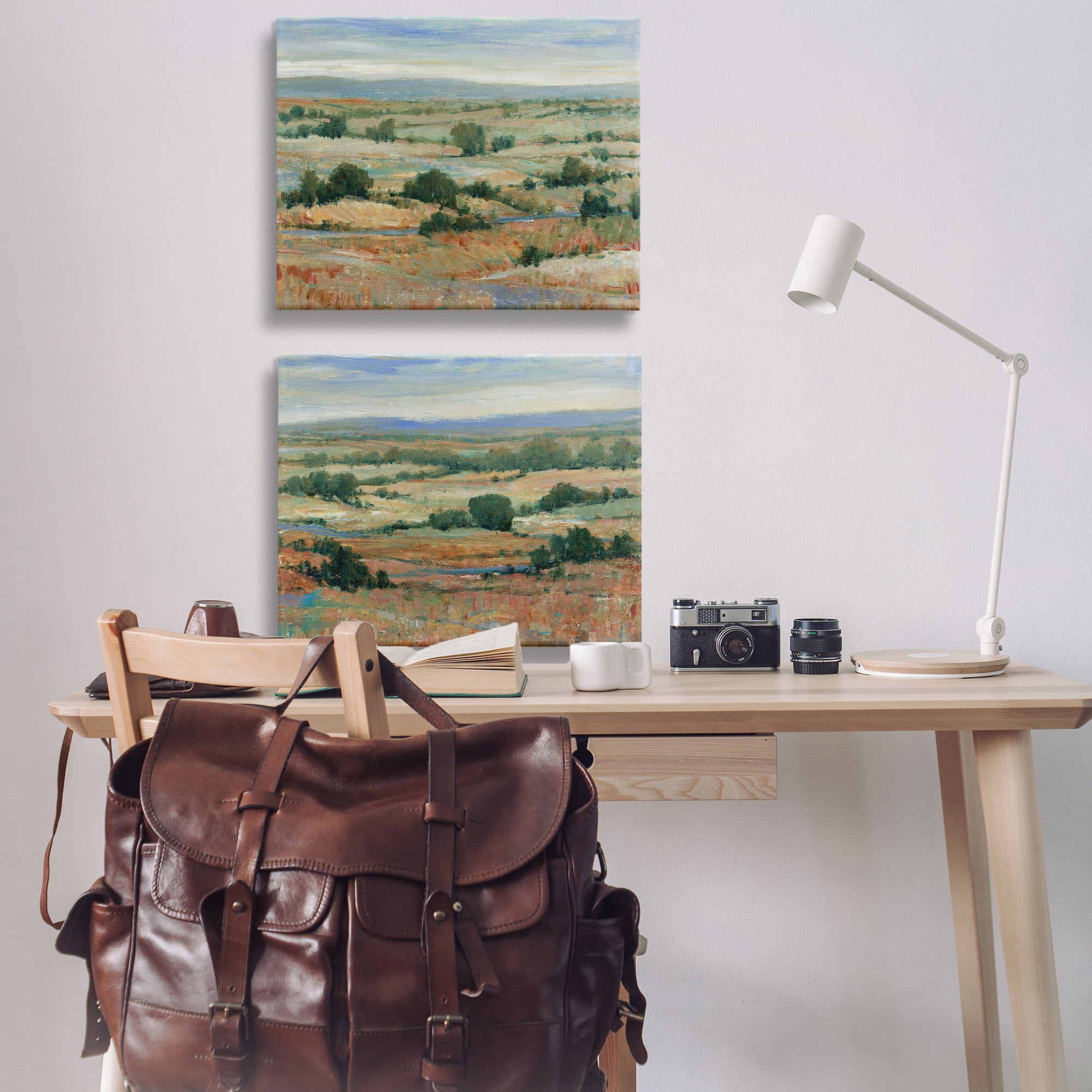 Stupell Industries Abstract Farm Field Landscape Landscape & Nature Painting Wrapped Canvas Art Print Wall Art, 30 x 24, Set of 2