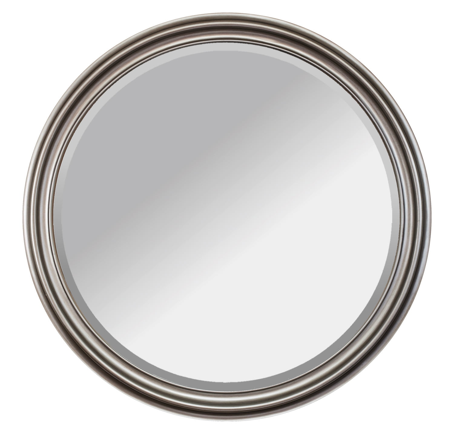 Adele Champagne Silver 36 Round Beveled Glass Wall Mirror Com