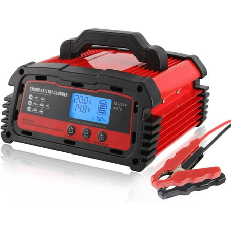 Advanced Automotive Battery Charger & Maintainer | Intelligent Smart Battery Management System | Compatible with Lead-Acid, Gel, AGM Batteries | 12V & 24V Dual Voltage | Rapid Charging (20A)