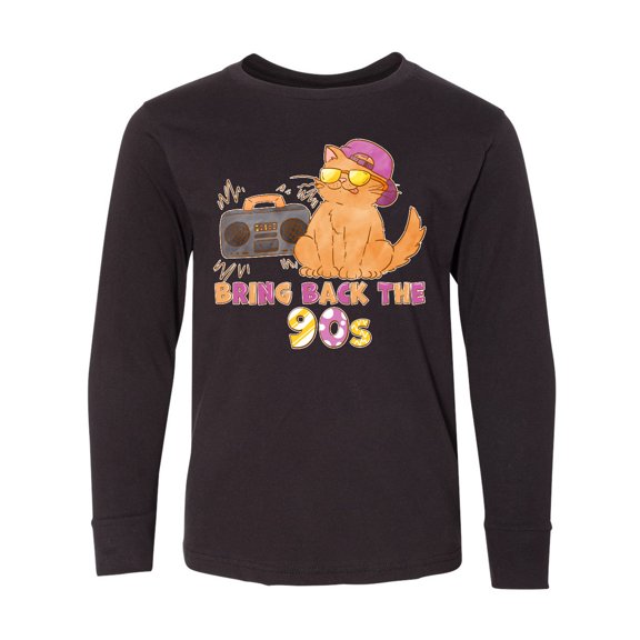 Inktastic Bring Back The 90s Cool Orange Cat Long Sleeve Youth T-Shirt
