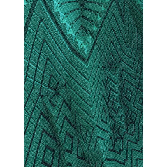 Ahgly Company Indoor Rectangle Patterned Dark Cyan Green Area Rugs, 3' x 5'