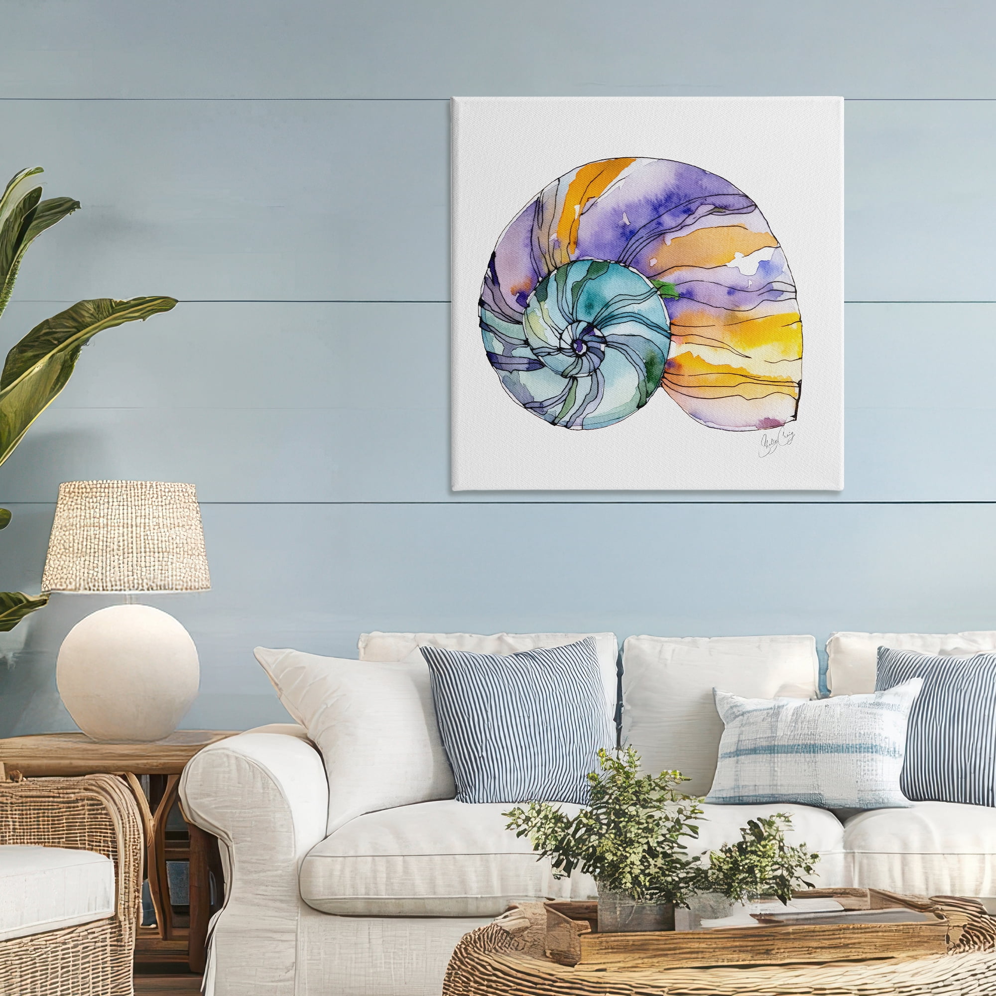 Stupell Industries Sunlit Striped Nautilus Canvas Wall Art, design by Shelly Craig