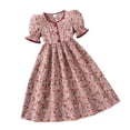 thumbnail image 2 of Angala Everyday And Party Dress For Girls Short Sleeve Crew Neck Floral Print Girls Back To School Dresses, 2 of 3