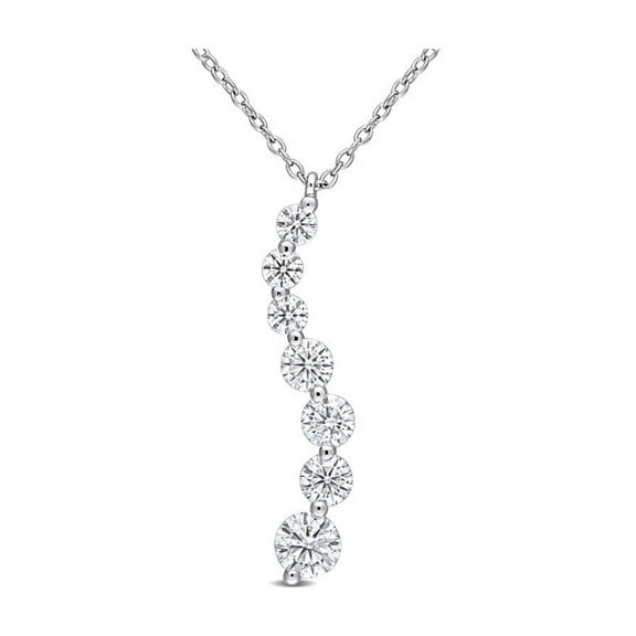 1.40 Carat (Ctw) Lab-Created Moissanite Journey Pendant Necklace in Sterling Silver with Chain for Women