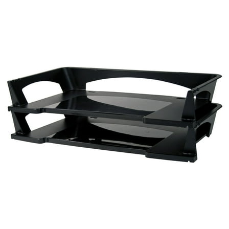 Office Depot Stacking Desk Trays, 2 3/4in.H x 18in.W x 8in.D, Black, Pack Of 2, 65275