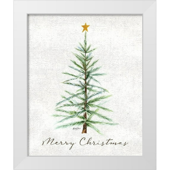 Talent, Kelley 20x24 White Modern Wood Framed Museum Art Print Titled - Merry Christmas Pine Tree