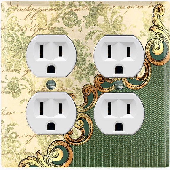 Metal Light Switch Plate Cover Green Floral Damask Frame Honeycomb Trim DAM055