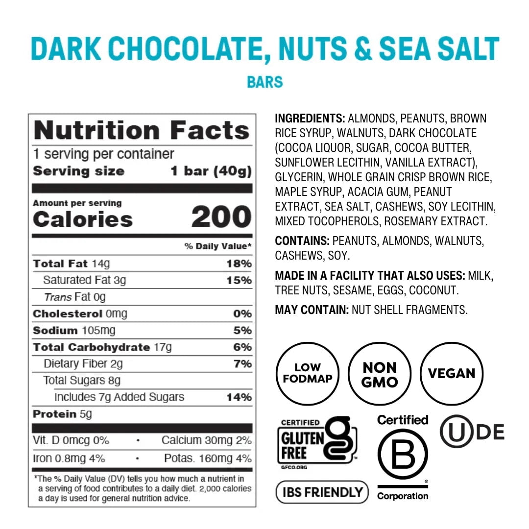 Pack of 12, Fody Dark Chocolate Nuts & Sea Salt Bar, 1.41 oz