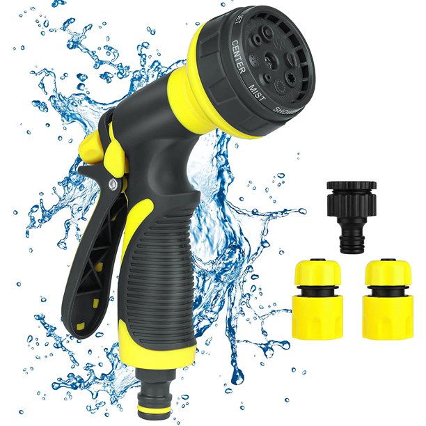 Ducha de mano de jardín, boquilla de ducha de jardín, ducha de jardín de alta presión - Flujo de agua ajustable 8 funciones para riego de jardines, lavado de autos, duchas de mascotas y limp JFHHH pequeña