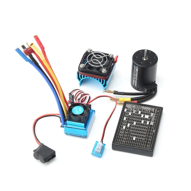 Esc 3650 Motor sin escobillas 3100KV con tarjeta de programación de disipador de calor ESC sin escobillas 60A para 1/8 1/10 RC Car RC Boat Part Eccomum Esc