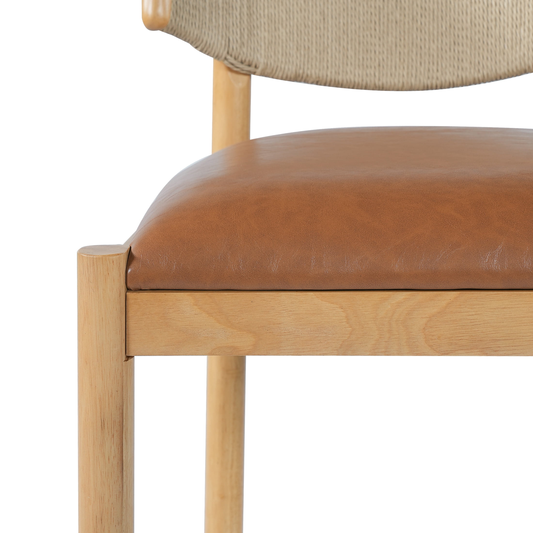 Christopher Knight Home Modern Counter Stools with Rope Back and PU Upholstered, Natural, Set of 2
