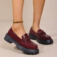 thumbnail image 5 of Gpaecead Women Vintage Thick Sole Loafers British Style Patent Leather Versatile Solid Color Heightening Slip On Shoes, Burgundy, 5 of 7