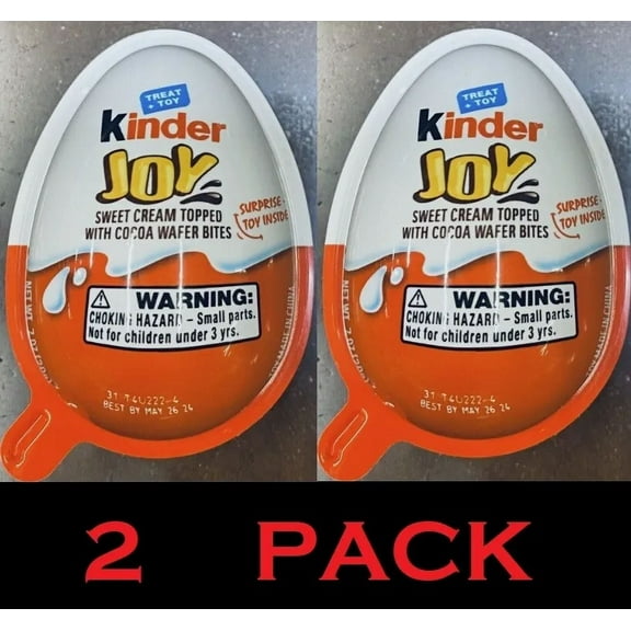 2x KINDER JOY Treat   Toy Sweet Cream Topped With Cocoa Wafer Bites .7 oz 2 PACK