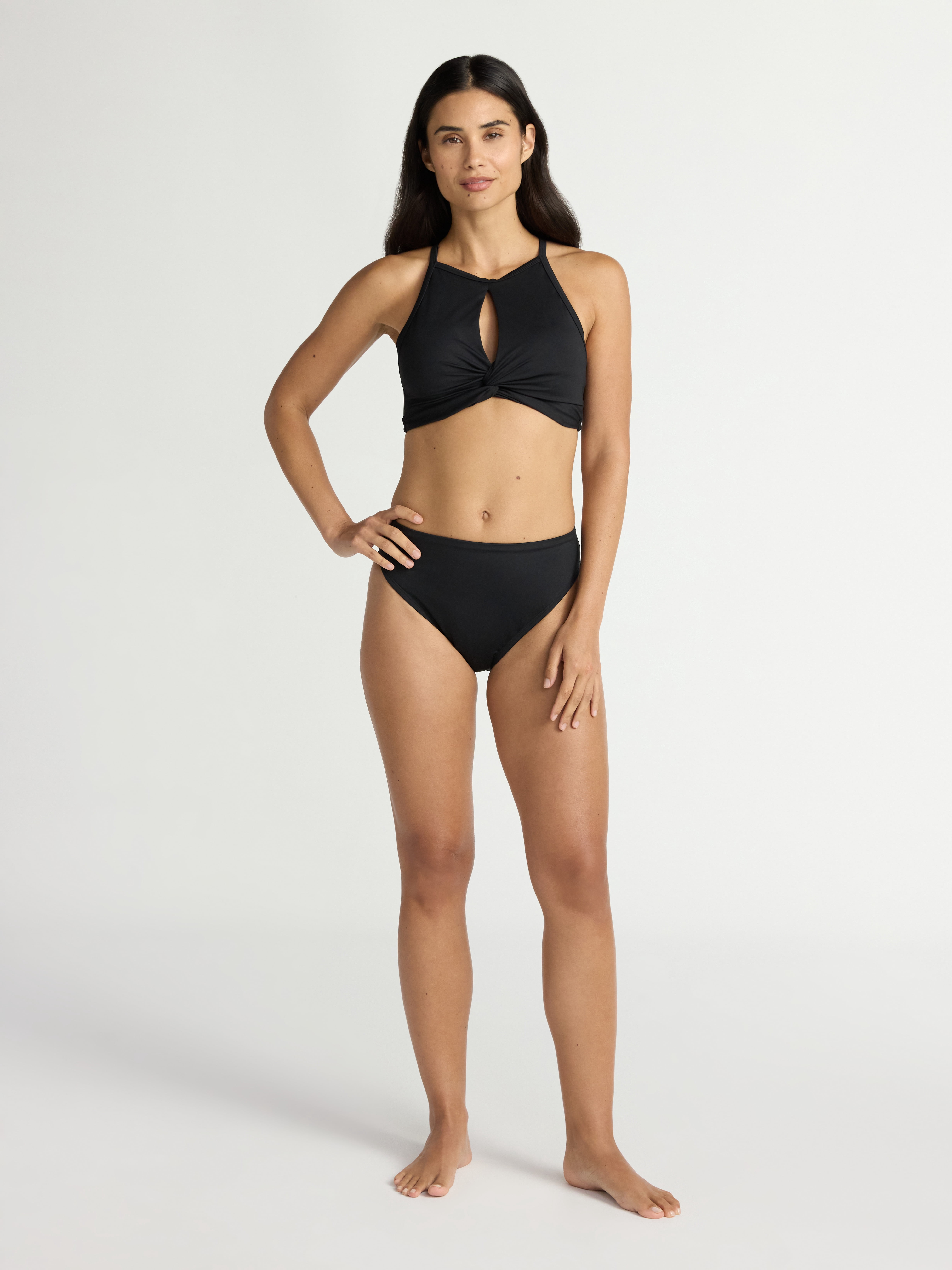 Time and Tru Women's Core High Neck Cutout Bikini Top, Sizes XS - 2X