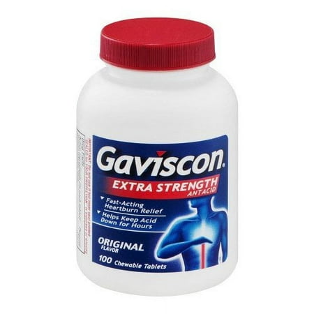 Gaviscon Antacid 265mg Extra Strength Chewable Tablets, 100 Ct, 5 Pack