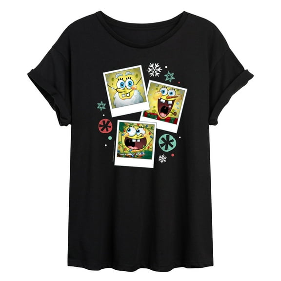 SpongeBob SquarePants - Christmas Sb Photo Collage - Juniors Ideal Flowy Muscle T-Shirt