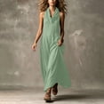 thumbnail image 2 of Women's Cowl Neck Sleeveless Maxi Dress Loose A Line Flowy Long Dress Lightweight Boho Style Sundress Beach Vacation Outfit Green, 2 of 6
