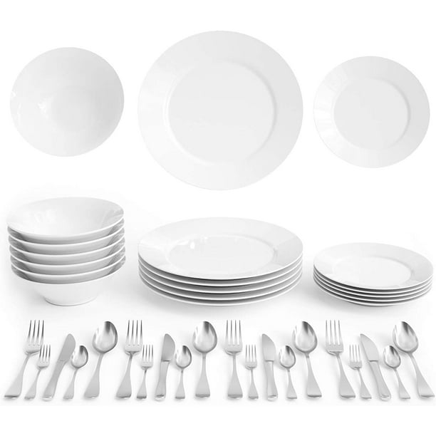 Seenda 18Pieces Square Kitchen Dinnerware Set, Plates, Bowls, Service